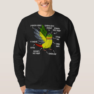 Papagei-Anatomie I Gelbe Seite Grüne Wangenkontur T-Shirt