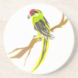Papagei auf einem Zweig. Aquarellmalerei Getränkeuntersetzer