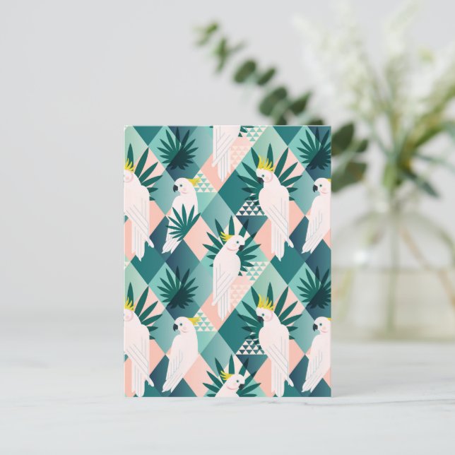 Papagei auf Palm 1 Postkarte (Stehend Vorderseite)