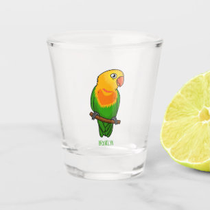 Papagei aus niedlichem Cartoon Schnapsglas