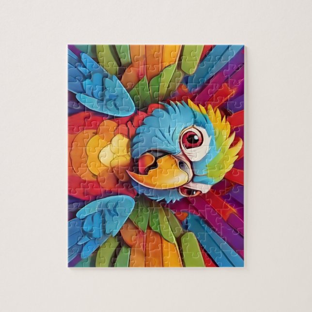 Papagei, Cartoon, farbig Puzzle (Vertikal)