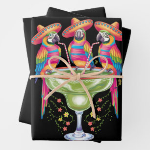 Papagei Cinco De Mayo Lustiger Trinkender Mexikani Geschenkpapier Set