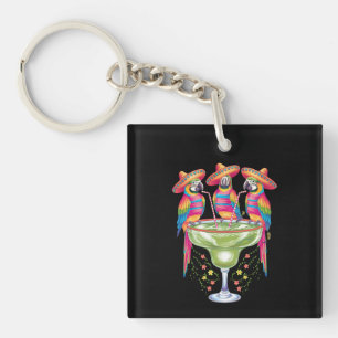Papagei Cinco De Mayo Lustiger Trinkender Mexikani Schlüsselanhänger