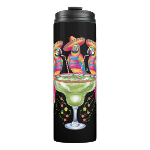 Papagei Cinco De Mayo Lustiger Trinkender Mexikani Thermosbecher