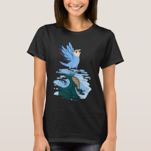 Papagei & Drache Spiegelung I Pfirsichgesicht Blau T-Shirt