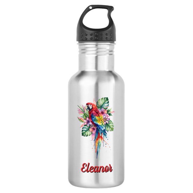 Papagei Edelstahlflasche (Vorderseite)