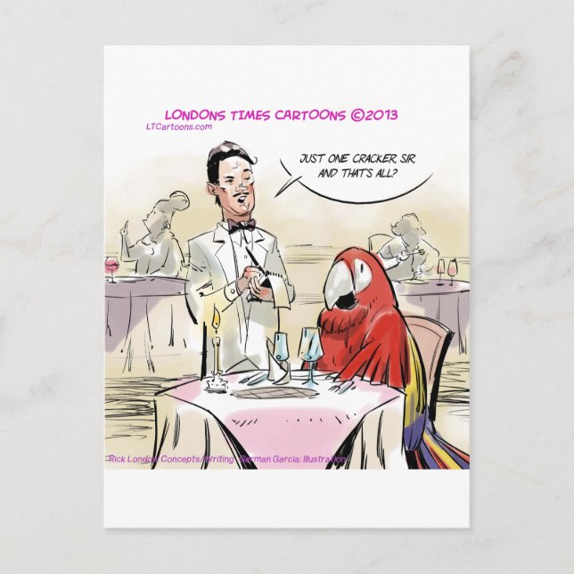 Papagei Feines Essen Lustig Postkarte (Vorderseite)