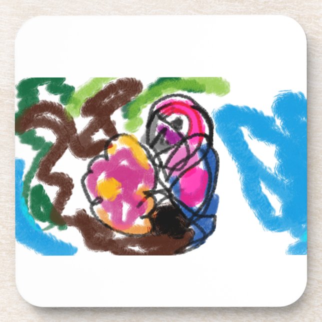 Papagei Getränkeuntersetzer (Vorderseite)