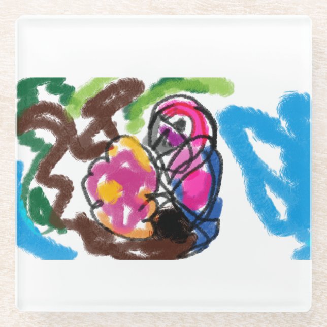 Papagei Glasuntersetzer (Vorderseite)