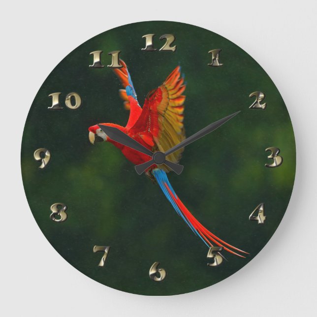 Papagei Große Wanduhr (Vorderseite)