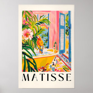Papagei im Badewanne-Kunstdruck, Rosa Dopamin-Deko Poster