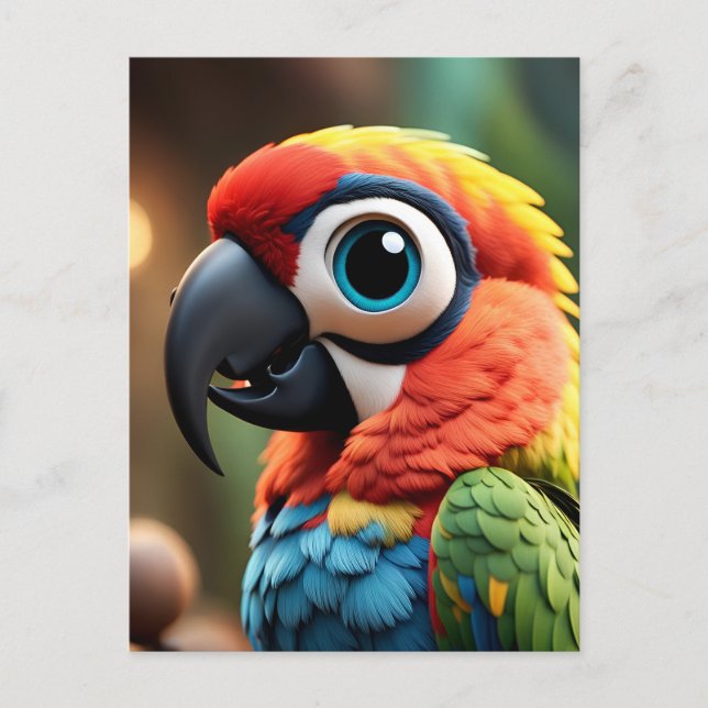 Papagei im Dschungelanime, Postüberqueren der Post Postkarte (Vorderseite)