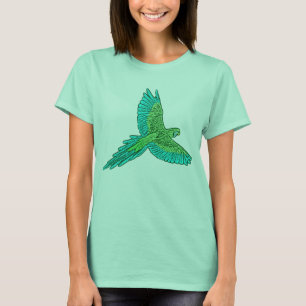 Papagei im Flug, Jade Green und Türkis T-Shirt