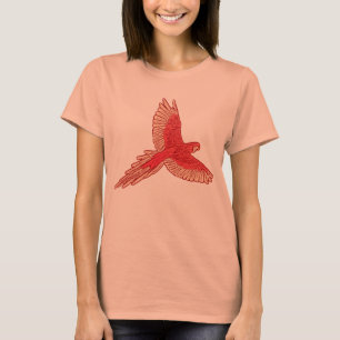 Papagei im Flug, Korallenorange und Creme T-Shirt