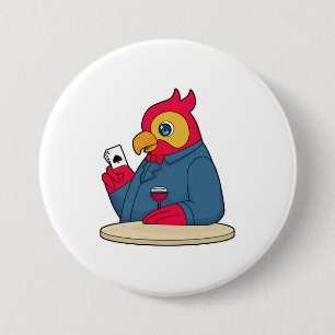 Papagei im Poker mit Poker-Karten Button