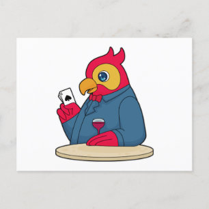Papagei im Poker mit Poker-Karten Postkarte