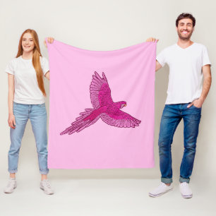 Papagei in Flight, Fuchsia und Eispink Fleecedecke