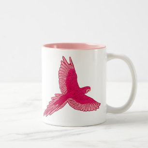 Papagei in Flight, Fuchsia und Light Pink Zweifarbige Tasse