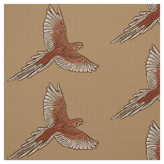 Papagei in Flug, Rost, Creme und Camel Tan Stoff (Muster)