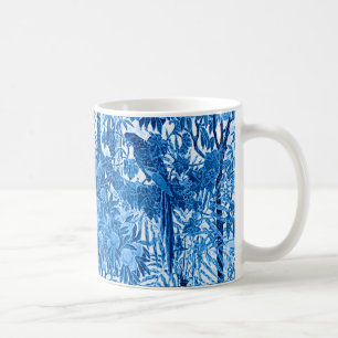 Papagei in Jungle-Umgebung, Indigoblau und Weiß Kaffeetasse