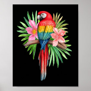 Papagei in tropischen Blumen Sommer Strand Tiki Pa Poster