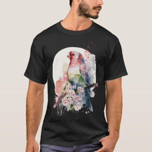 Papagei Japanische Kirschblüten Aquarell Sittich T-Shirt