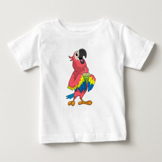 Papagei & Kokosnuss mit Trinkstroh Baby T-shirt (Vorderseite)