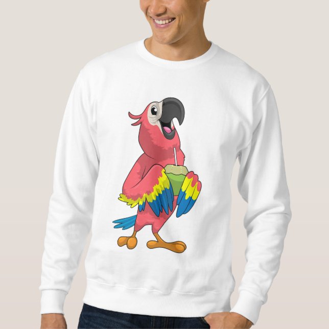 Papagei & Kokosnuss mit Trinkstroh Sweatshirt (Vorderseite)