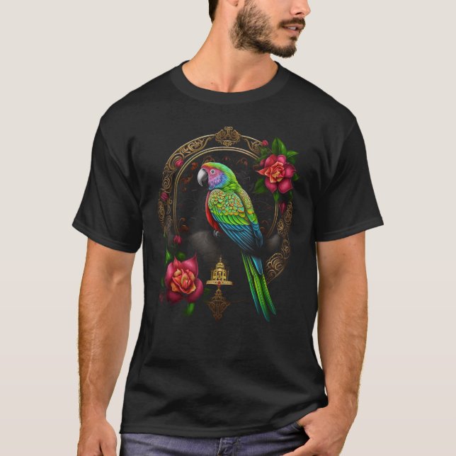 Papagei Mandala Blume T-Shirt (Vorderseite)