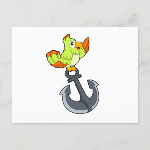 Papagei mit Anker Postkarte