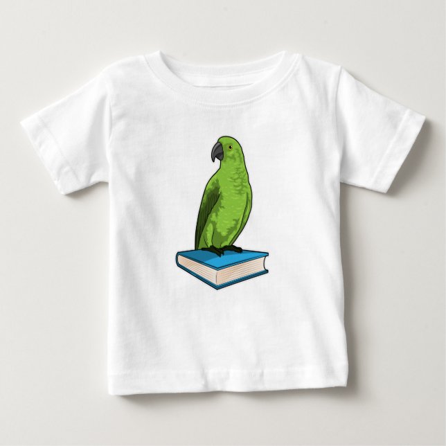 Papagei mit Buch Baby T-shirt (Vorderseite)