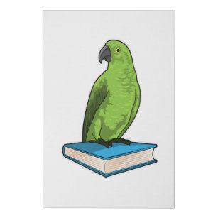 Papagei mit Buch Künstlicher Leinwanddruck