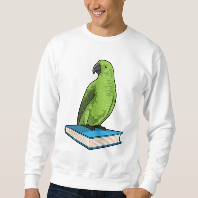 Papagei mit Buch Sweatshirt (Vorderseite)