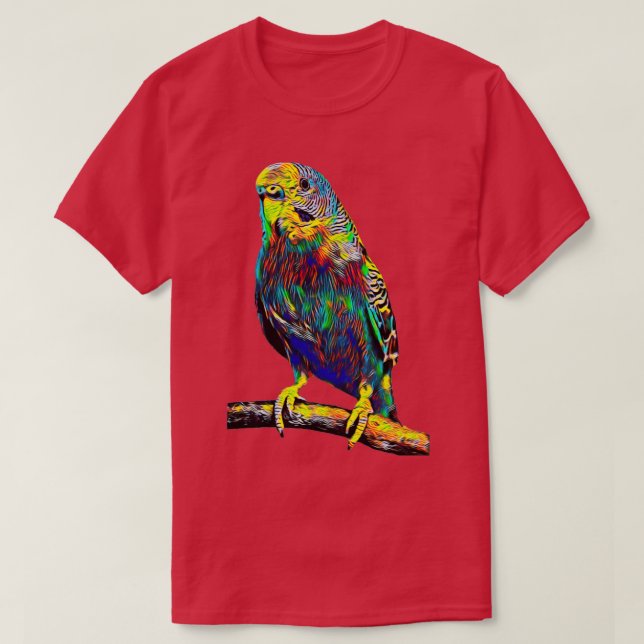 Papagei mit einem farbenfrohen Baum-Bird-Design T-Shirt (Design vorne)