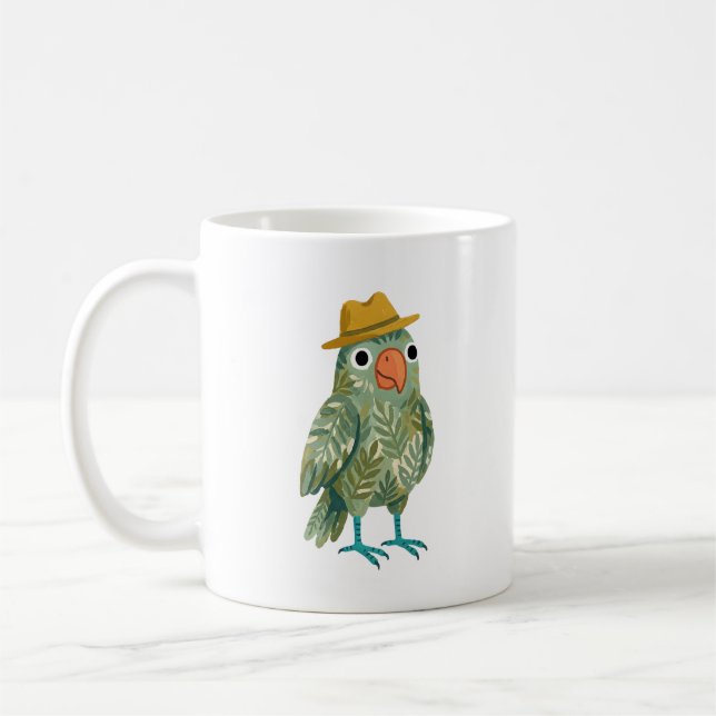 Papagei mit Fedora-Tasse Kaffeetasse (Links)