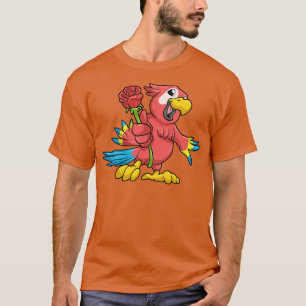 Papagei mit gelbem Schnabel und rote Rose 2 T-Shirt