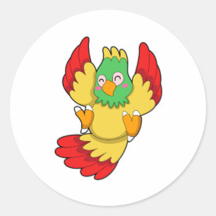 Papagei mit grünem Kopf Runder Aufkleber