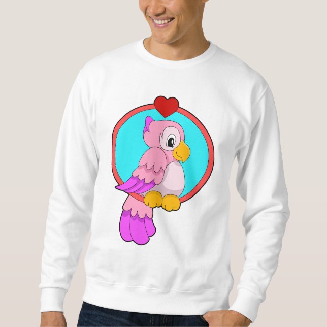 Papagei mit Herz Sweatshirt (Vorderseite)