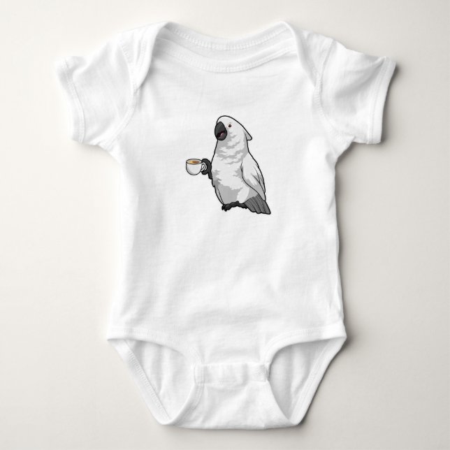 Papagei mit Kaffee-Tasse Baby Strampler (Vorderseite)