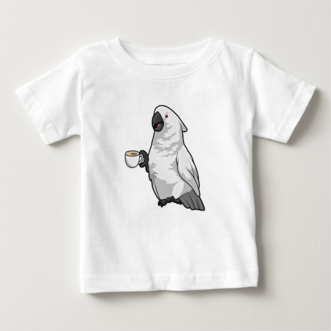 Papagei mit Kaffee-Tasse Baby T-shirt (Vorderseite)