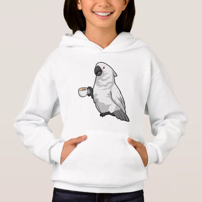 Papagei mit Kaffee-Tasse Hoodie (Vorderseite)