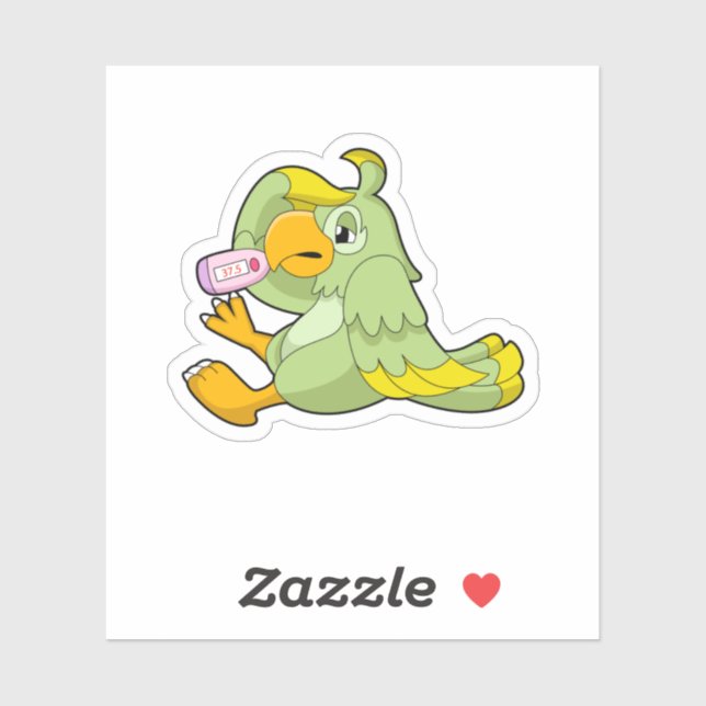 Papagei mit klinischem Thermometer Aufkleber (Blatt)