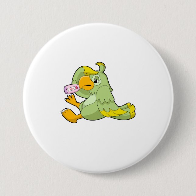 Papagei mit klinischem Thermometer Button (Vorderseite)