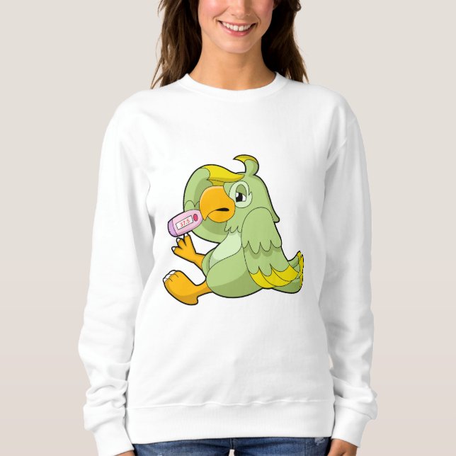 Papagei mit klinischem Thermometer Sweatshirt (Vorderseite)