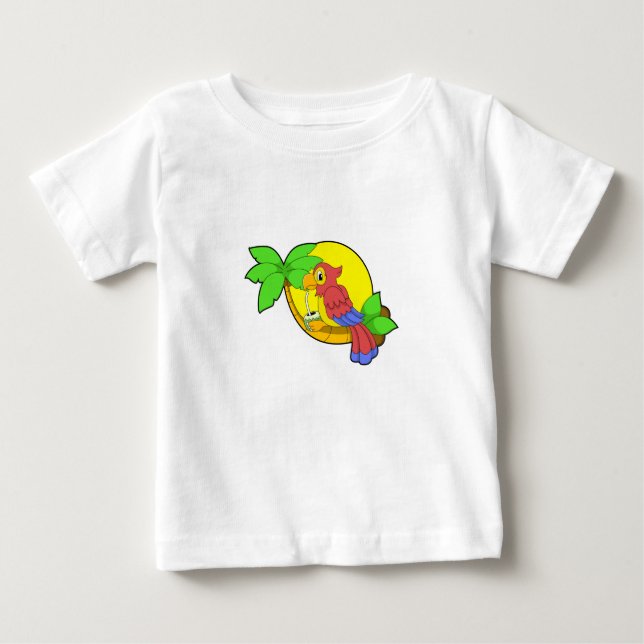 Papagei mit Kokosnuss Baby T-shirt (Vorderseite)
