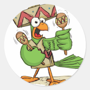 Papagei mit Maracas Runder Aufkleber