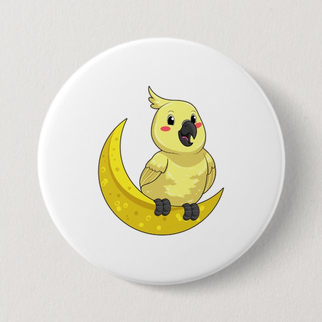 Papagei mit Mond Button (Vorderseite)