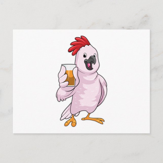 Papagei mit Saft Postkarte (Vorderseite)