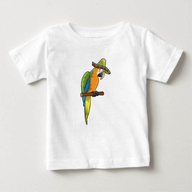 Papagei mit Strohhut Baby T-shirt (Vorderseite)