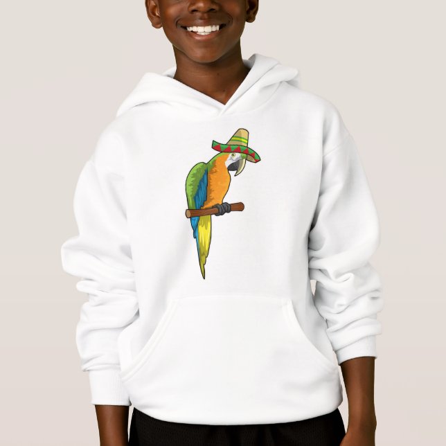 Papagei mit Strohhut Hoodie (Vorderseite)